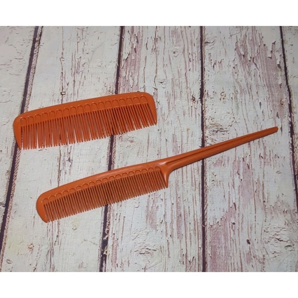 Tupperware Tupper Comb Orange 8" Tail Pick #61-8‎ & Pocket Comb #62-8